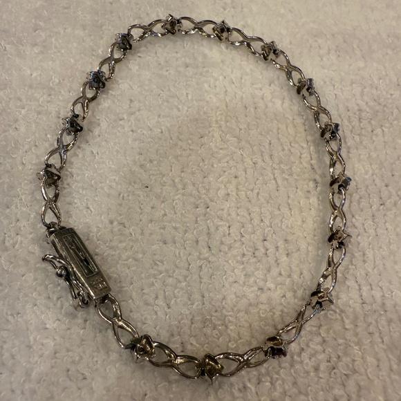 STERLING Silver Stamped 925 Bracelet 7” Braided Infinity Chain Box Clasp - Picture 2 of 11